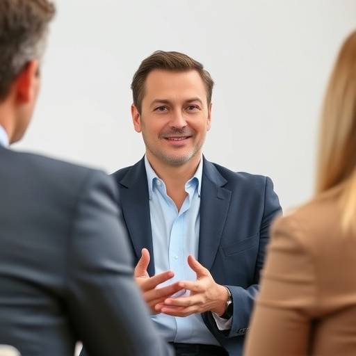 Image showing a person answering questions confidently, representing a behavioral interview.